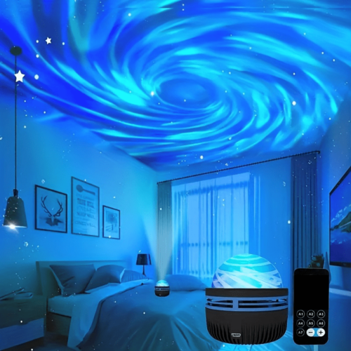 1pc Dreamy Starry Sky Projector Light – Wall Lights for Ambient Illumination, Romantic Bedrooms, Holidays, Camping Adventures & Parties – 2 in 1 Northern Lights and Ocean Wave Effect for a Magical Atmosphere