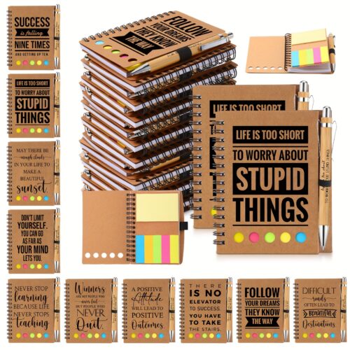150-Set Inspirational Journal Bundle – Spiral Notebooks, Sticky Notepads, Motivational Bamboo Ballpoint Pens – Perfect Back to School Gift, Teacher Appreciation, Employee Recognition, and Coworker Thank You Present
