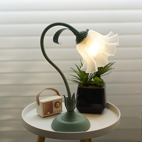 Rustic Flower Table Lamp – Desk Lamp for Bedroom, Living Room, Study Room with DIY Modeling Creative Design, Night Light Function, and B&B Hotel Style