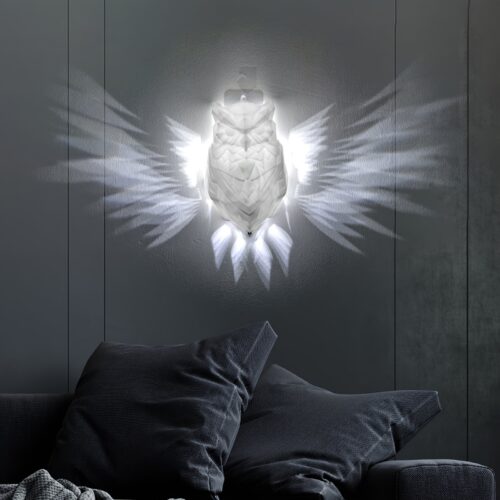 Whimsical Owl 3D Printing Wall Light – Figurine Lamps with Ambient LED Projection, Halloween Decoration, Night Light, Wall Hanging, Holiday Accent, and Unique Gift Idea
