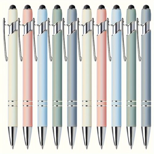 50-Pack Metal Retractable Ballpoint Pens With Touchscreen Stylus Tips – Medium Point, Smooth Writing, Anti-Slip Grip, Compatible With Various Devices – Ideal For Everyday Use, Ages 14+