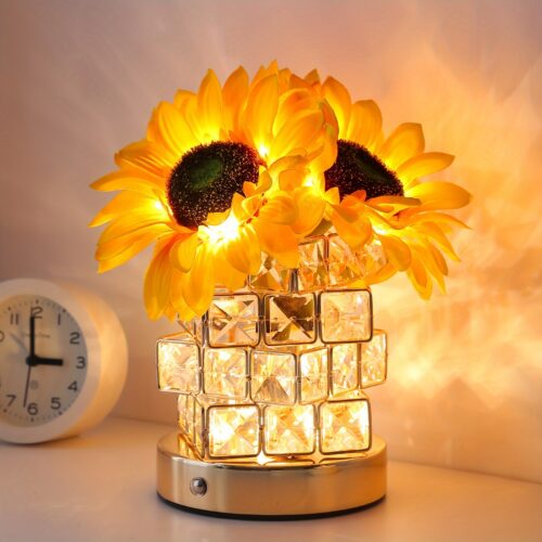 1pc Vibrant Sunflower Touch Lamp – Stylish Rechargeable & Cordless Design with 3-Color Infinity Dimming – Perfect Unique Gift for Valentines Day, Mothers Day, Christmas, or Birthday Celebrations